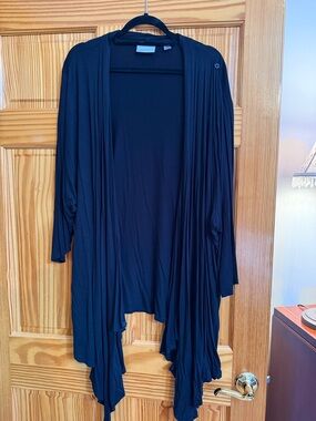 Avenue Deep Plum Open Front Cardigan